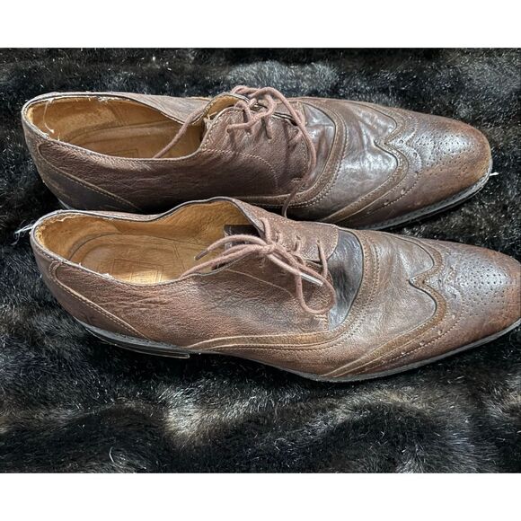 The Frye Company John  Frye JAMES Wingtip Brown Leather Lace Oxfords Shoes 11 D
